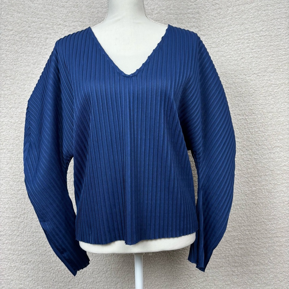 Zara Top Womens Zara Medium Blue‎ Trafaluc Long Sleeved V-Neck Blouse